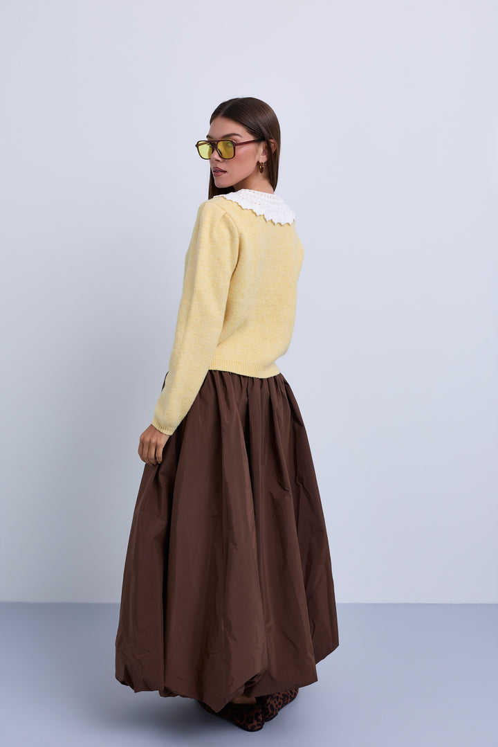 skirt maxi taffeta - brown