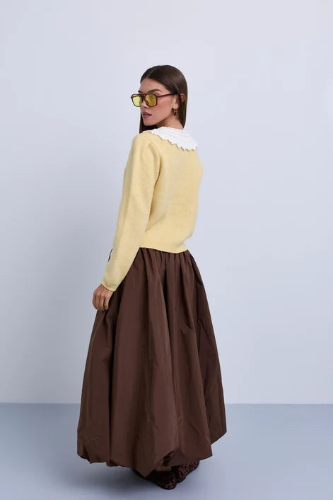 top l/s knit with collar - yellow