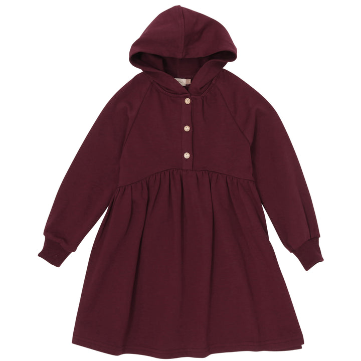 dress vintage henley with hood - wine-28