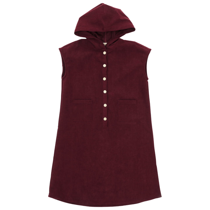 dress corduroy hooded jumper - wine-28