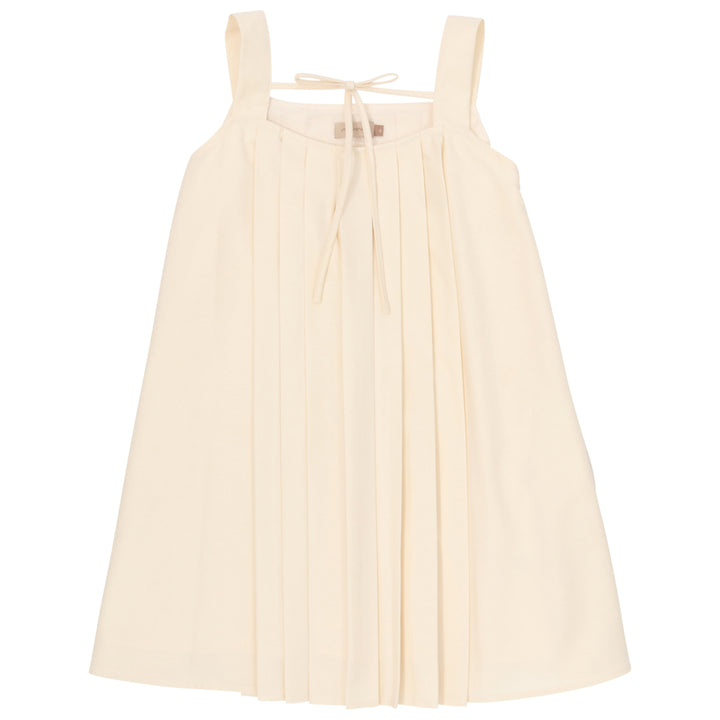 dress pleated jumper with back tie - cream-97