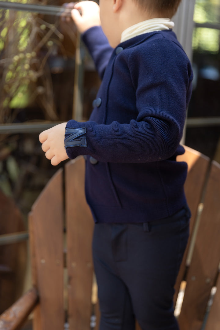 top l/s sweater double breasted - navy