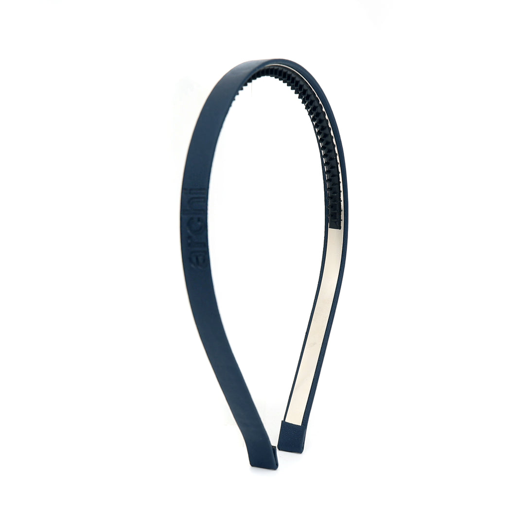 headband leather embossed - navy