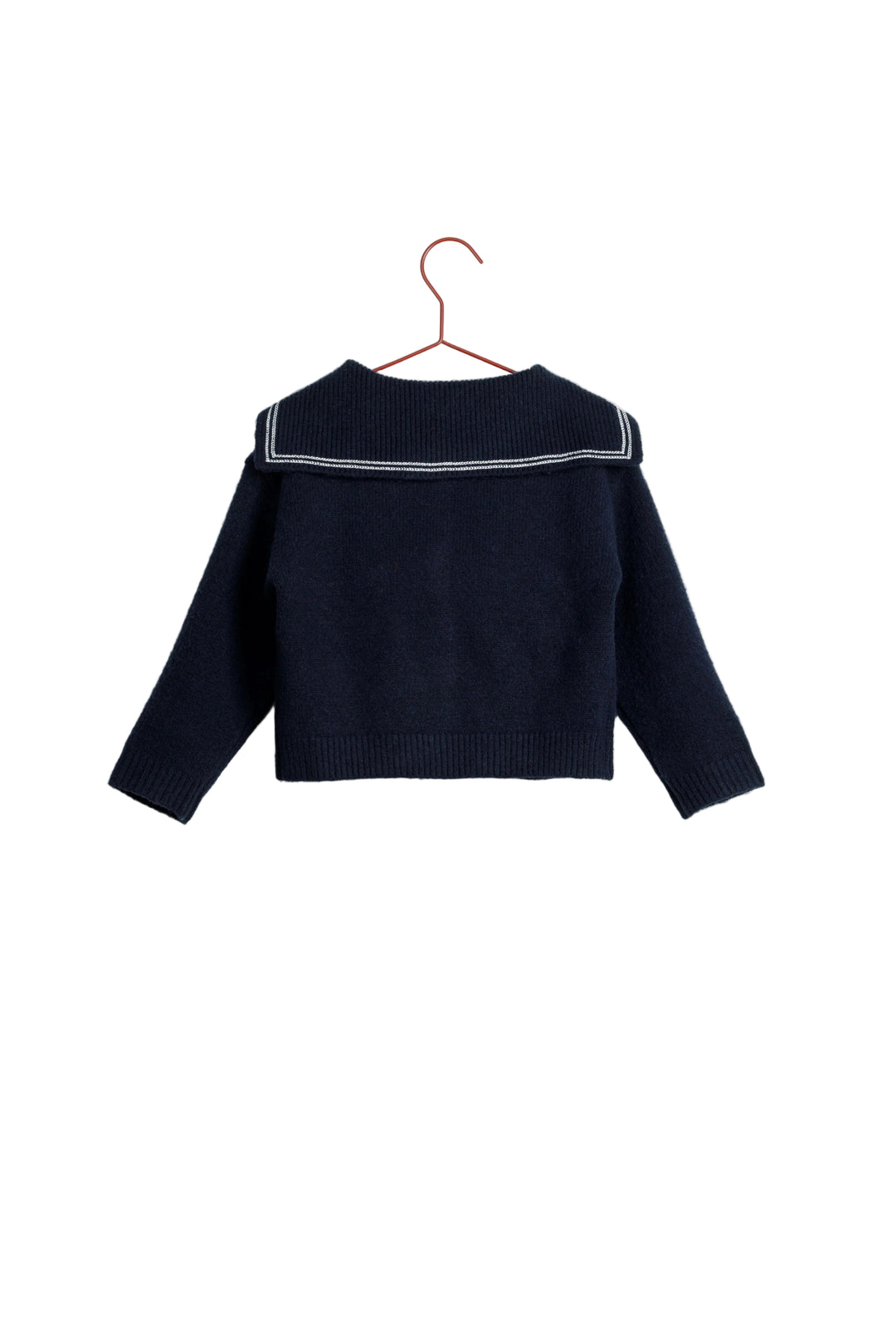 top l/s knit sailor collar button sweater - navy