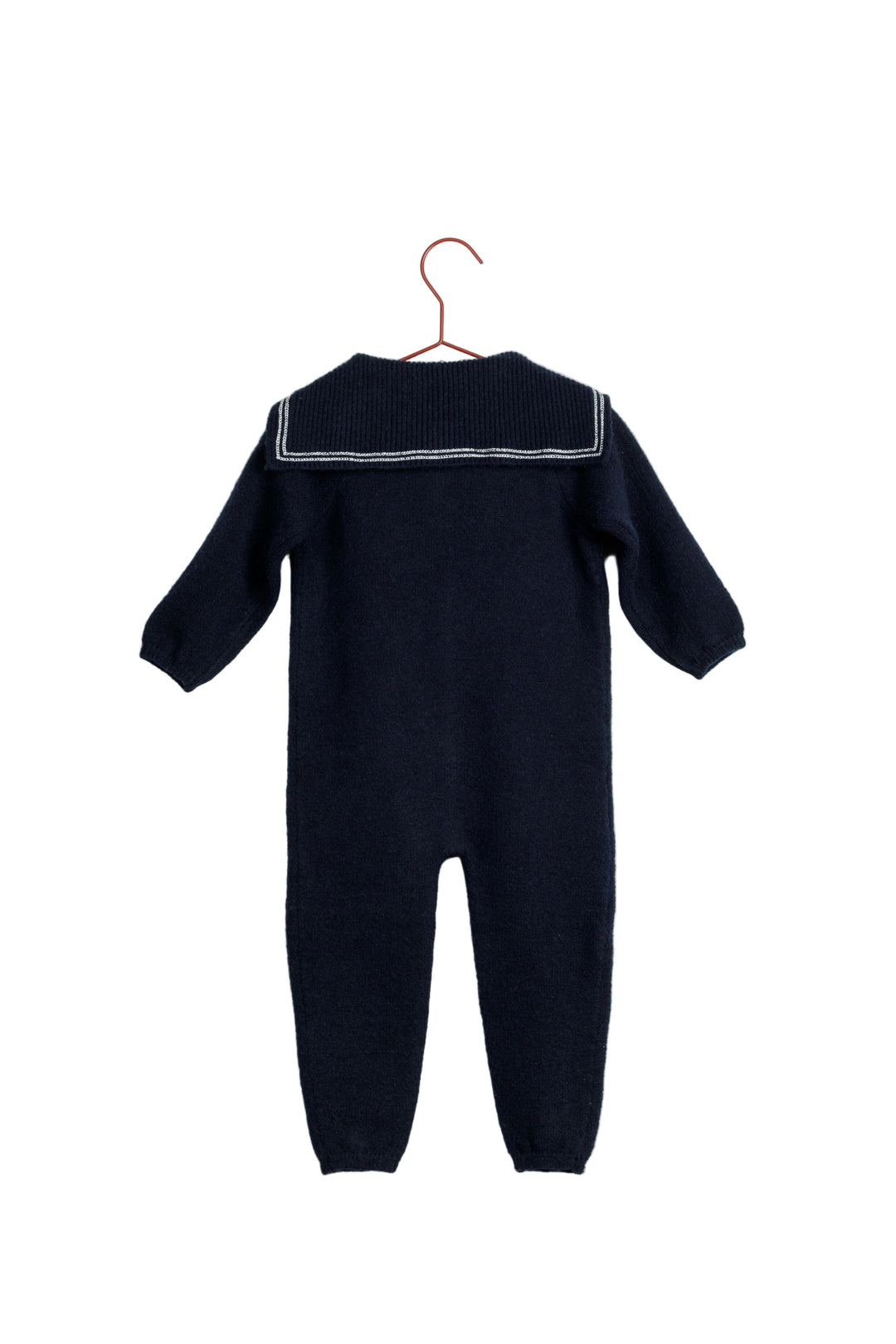 one piece knit sailor collar romper - navy