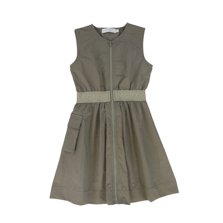 dress waisted zip up jumper with side pocket - olive