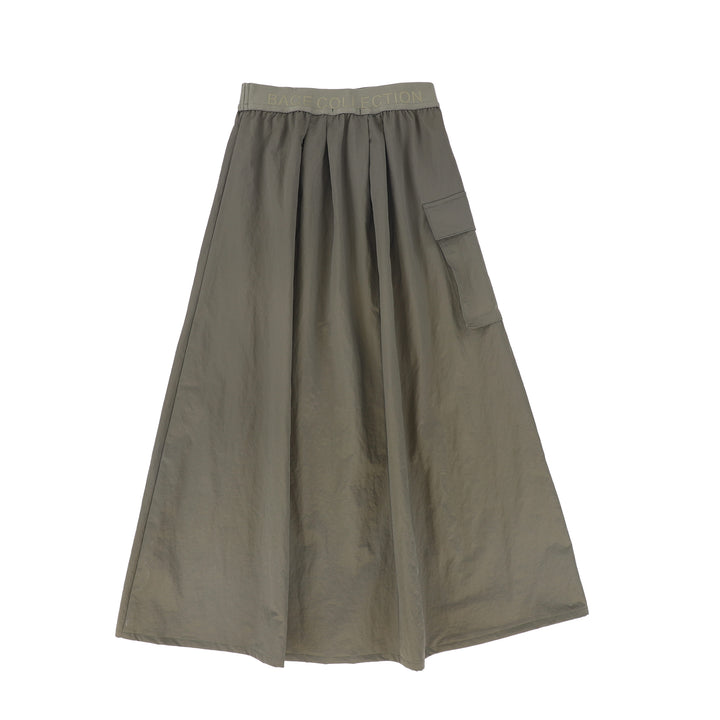 skirt midi zip up with side pocket - olive