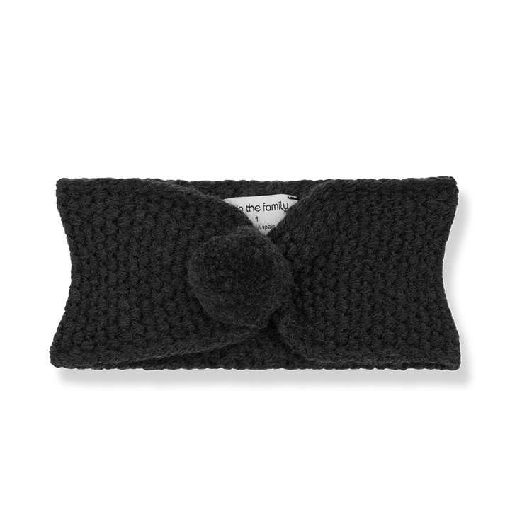 headband chunky knit with pom - anthracite