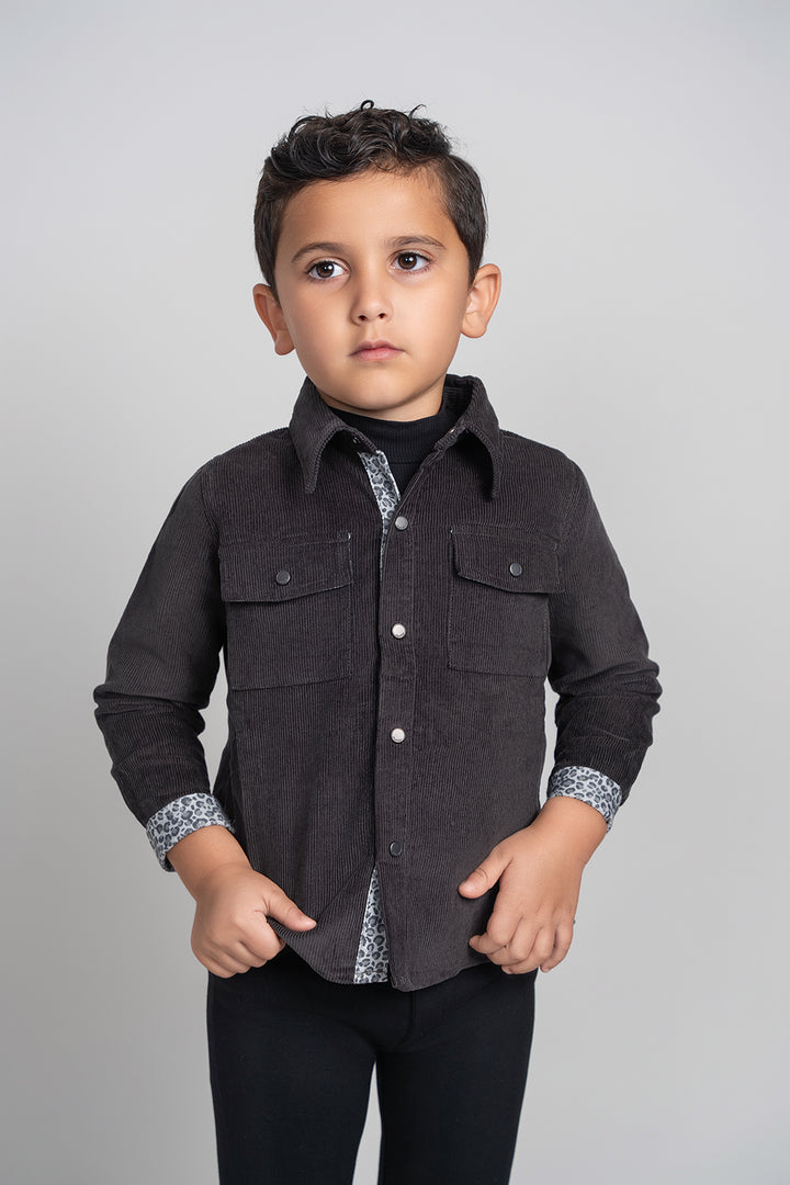 shirt l/s corduroy - charcoal-288