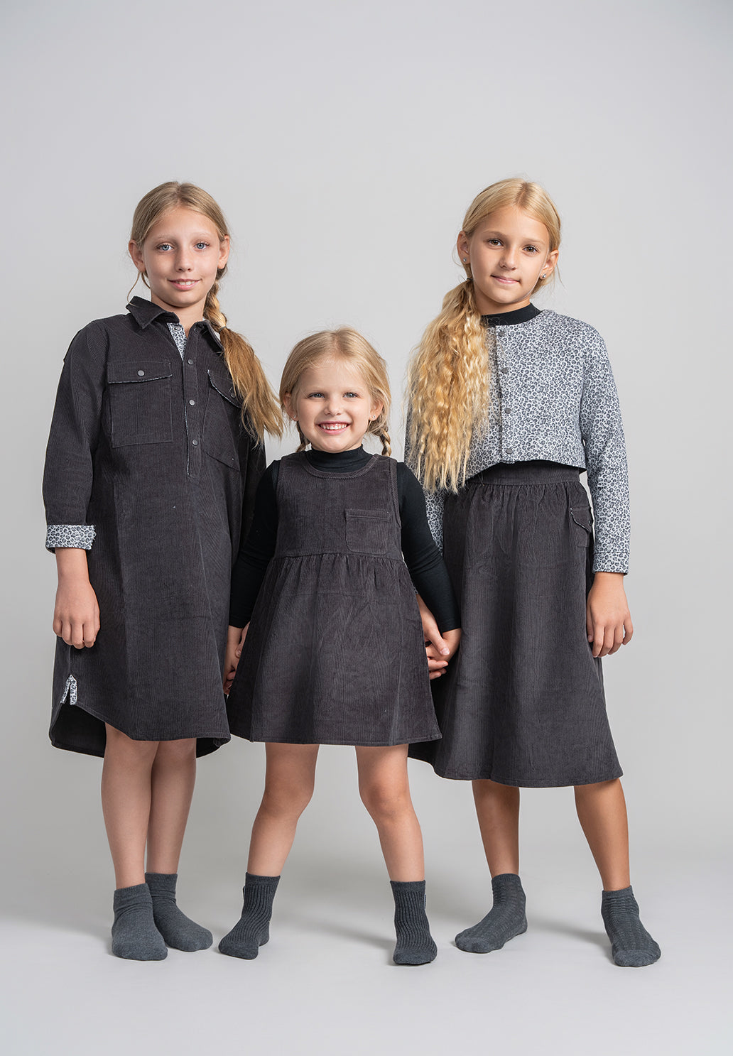 dress corduroy jumper trim pocket - charcoal-288