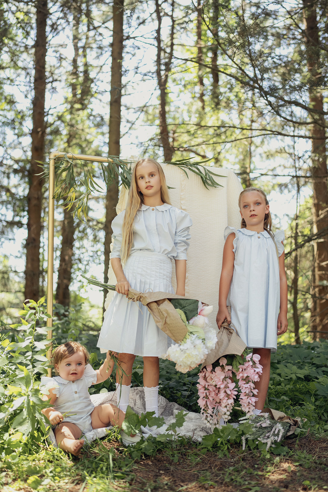 shirt l/s micro checkered blouse - powder blue-475