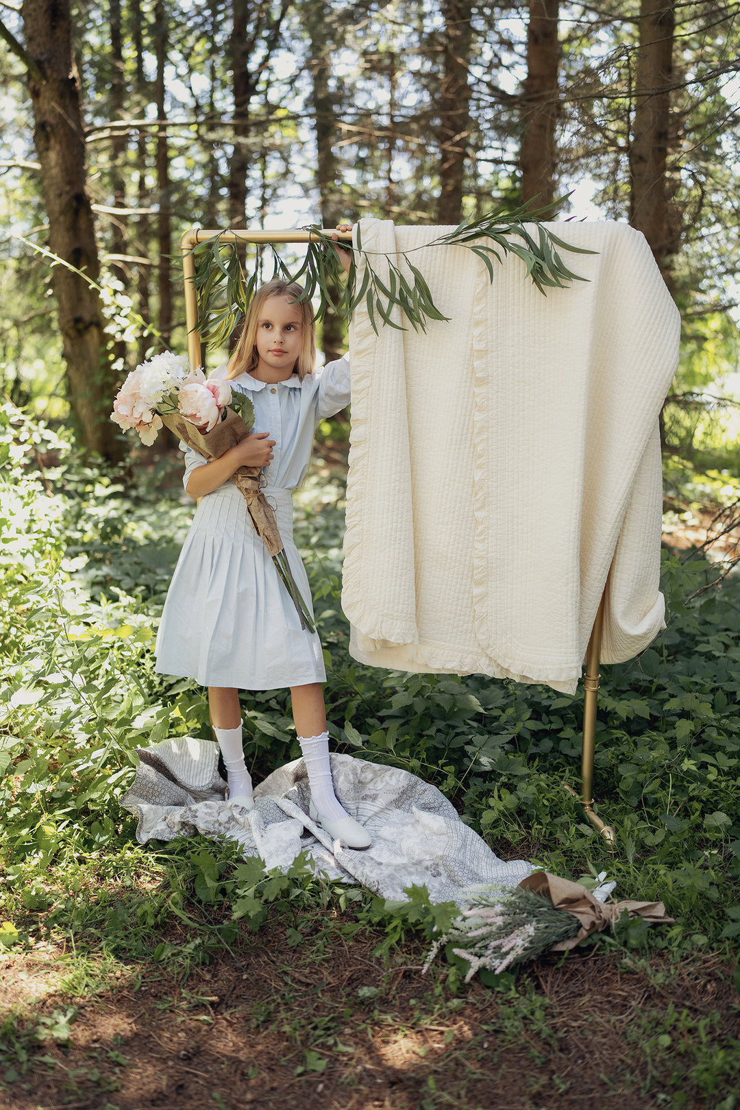 shirt l/s micro checkered blouse - powder blue-475