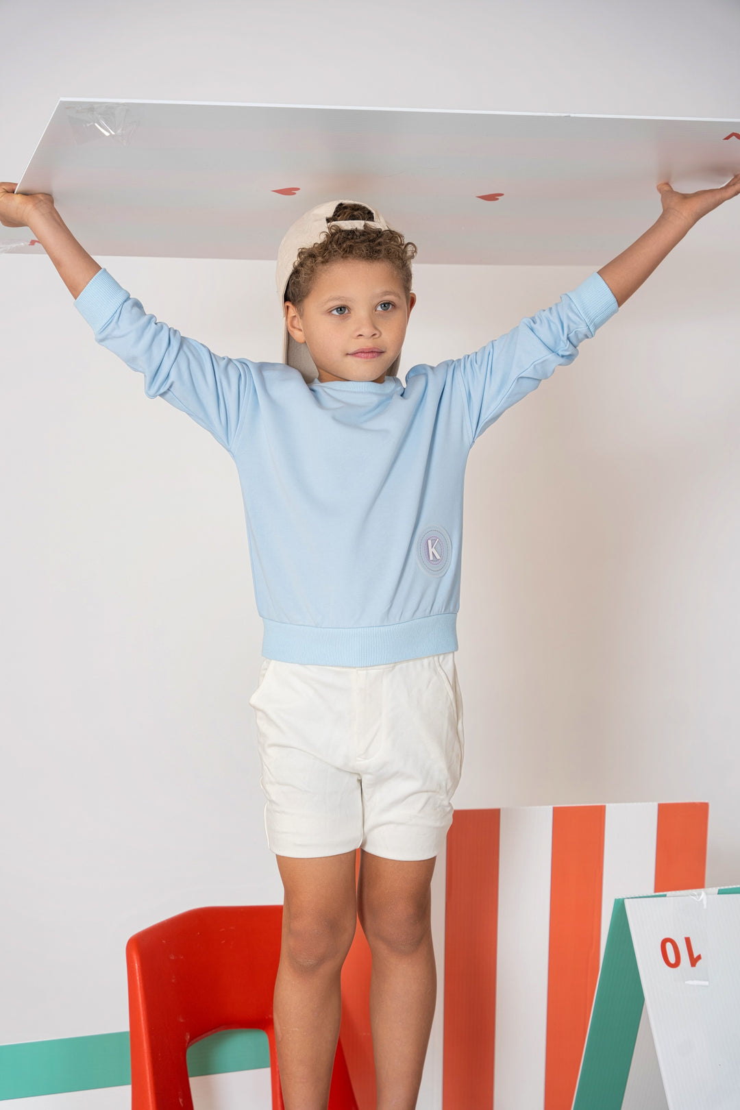 top l/s embossed rubber logo sweatshirt - blue