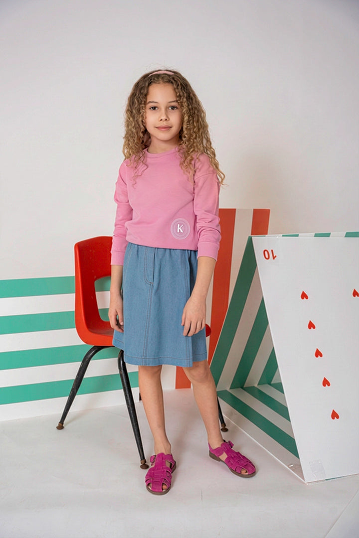 top l/s embossed rubber logo sweatshirt - pink