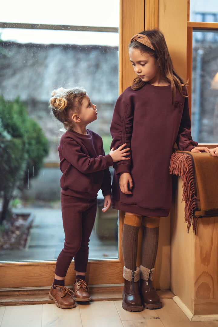 dress bow embroidered sweat - eggplant-84