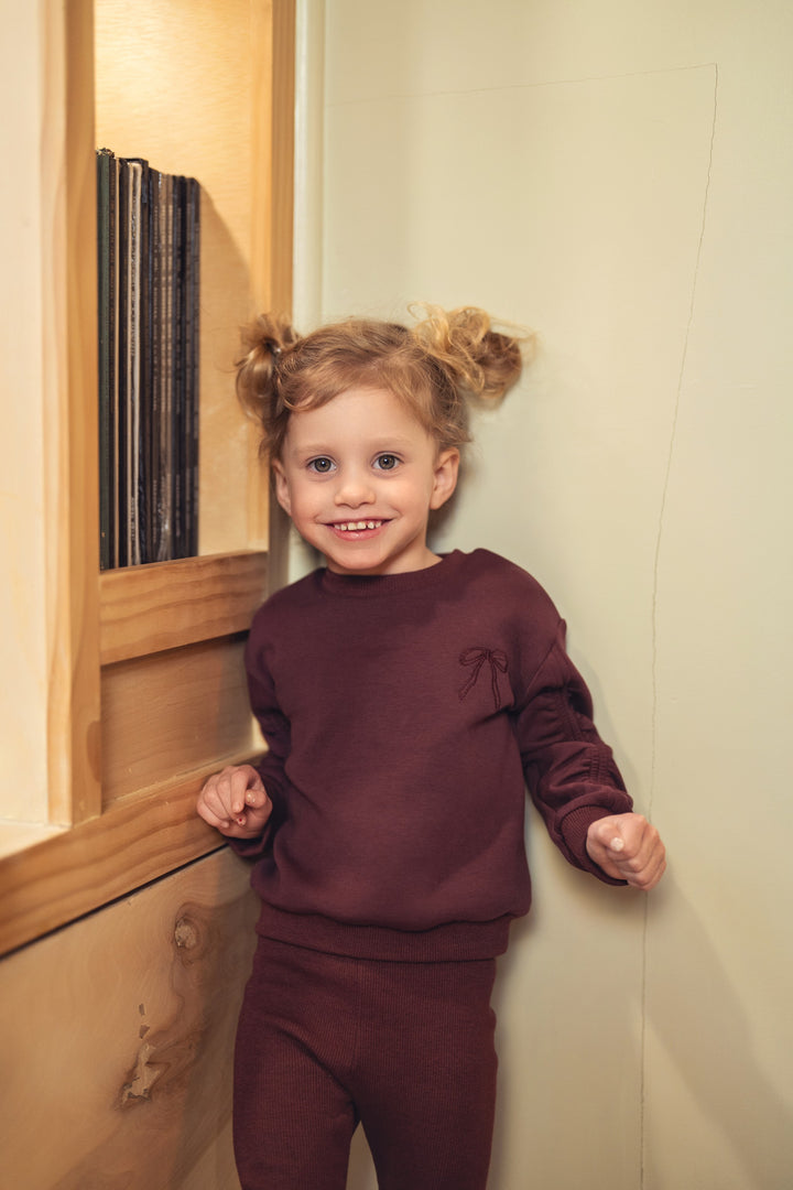 top l/s bow embroidered sweatshirt - eggplant-84