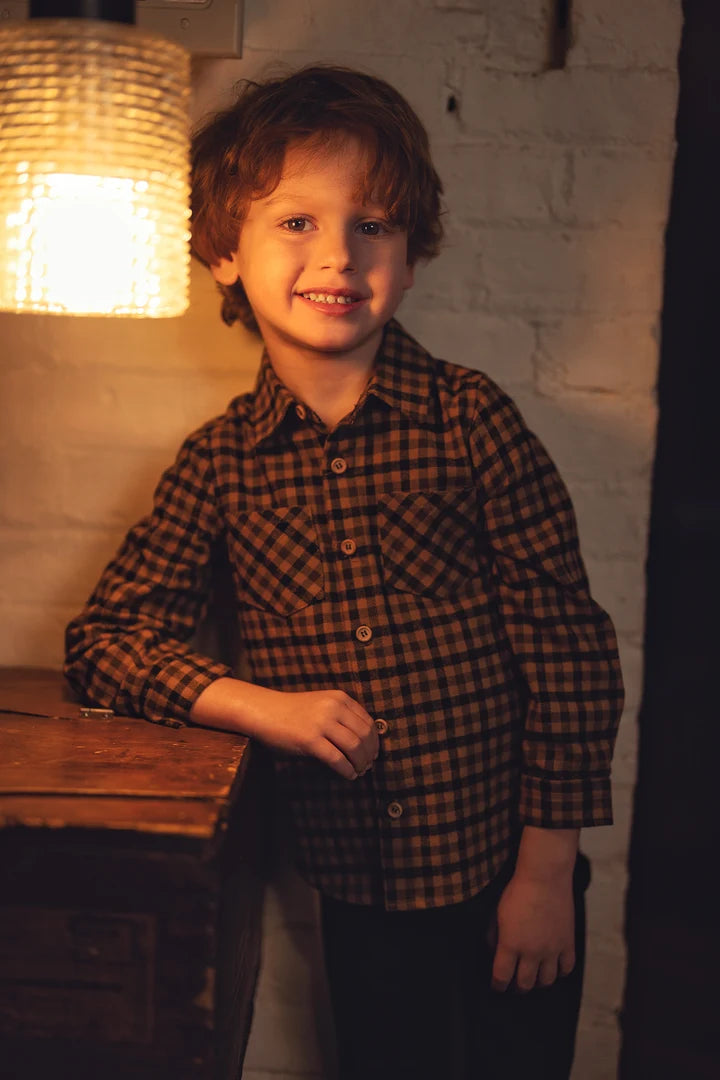 shirt plaid l/s - rust-17