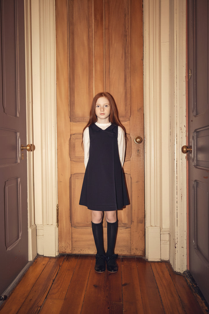 dress wool wrap jumper with collar - navy-8