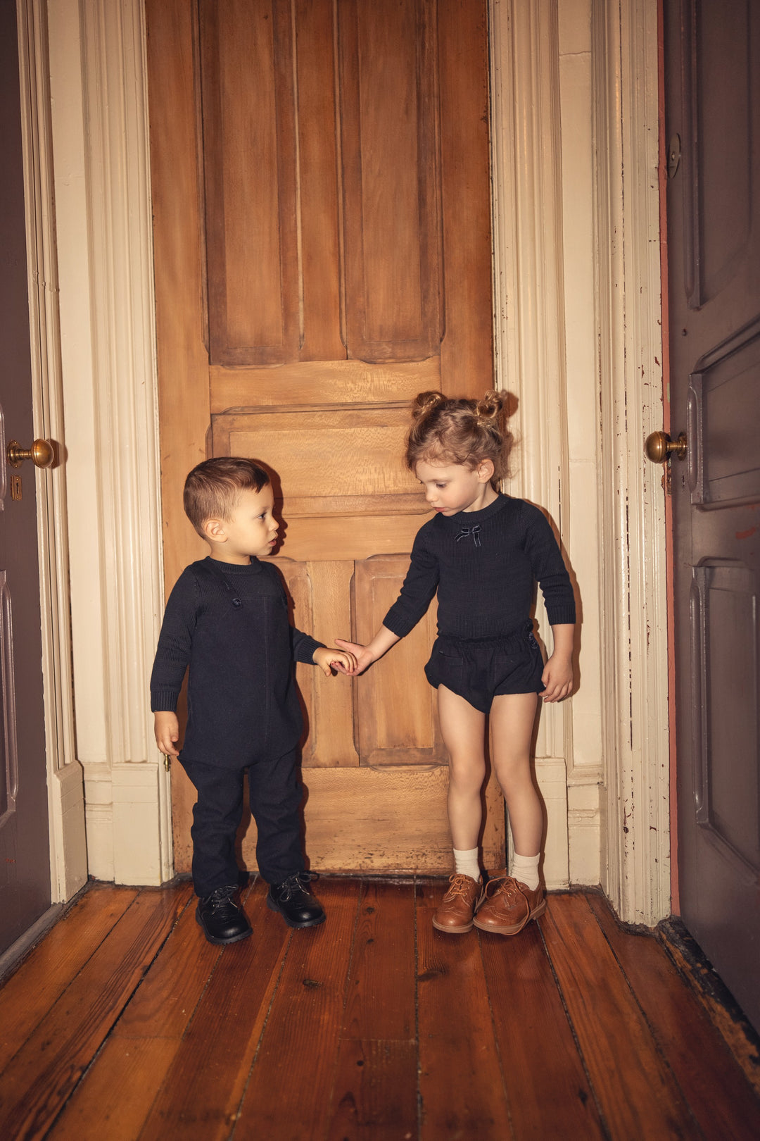 onesie velvet bow knit - navy-8
