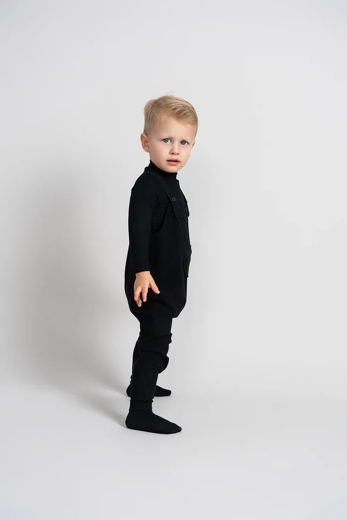 onesie turtleneck with snaps  - black