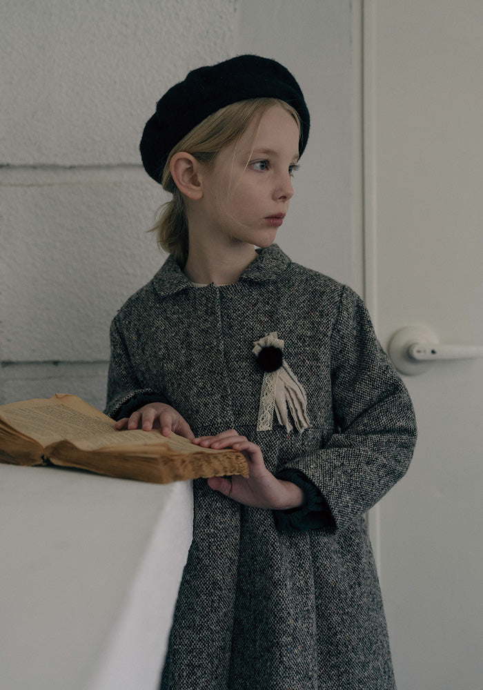 jacket speckled wool flowy - black