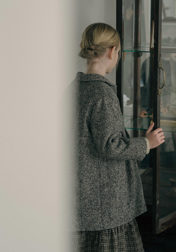 jacket speckled wool flowy - black