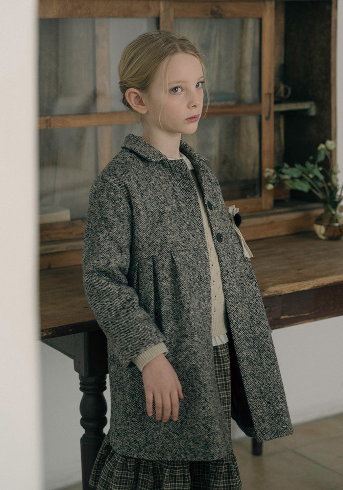 jacket speckled wool flowy - black