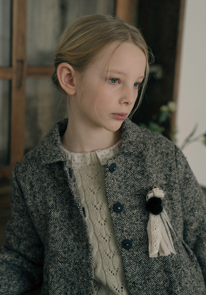 jacket speckled wool flowy - black