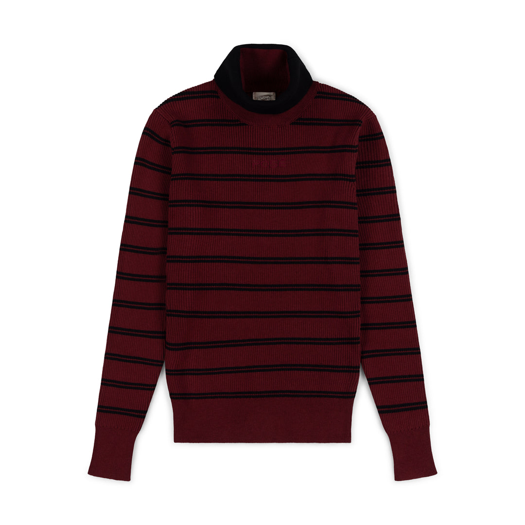 top l/s cora stripe turtleneck knit - rosewood