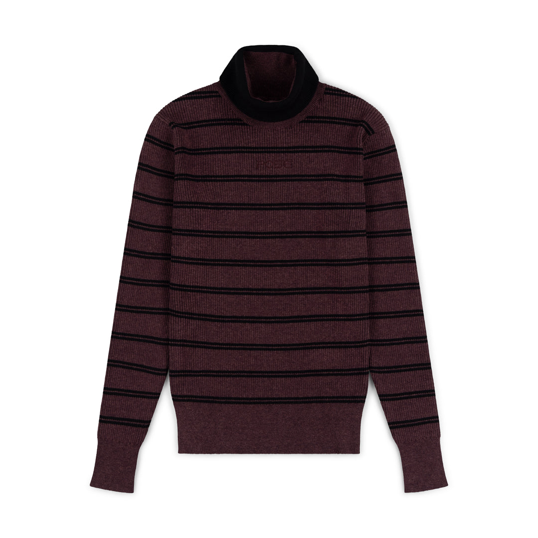 top l/s cora stripe turtleneck knit - mulberry