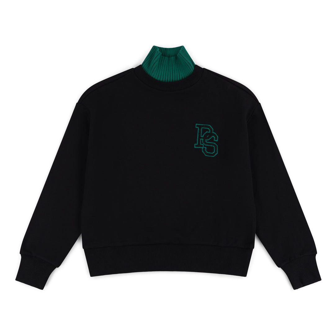 top l/s pipa colorblock sweatshirt - black/green