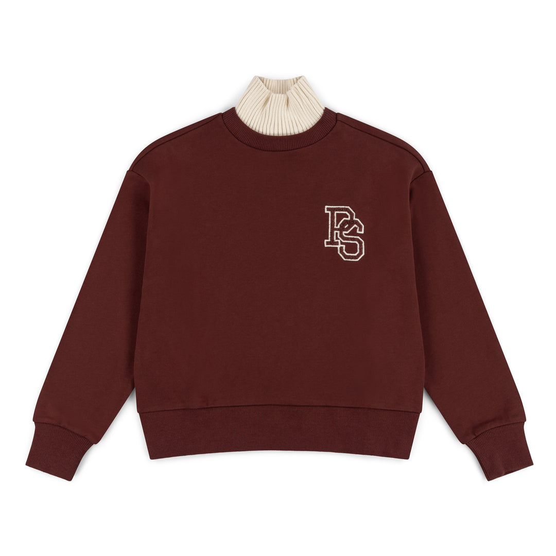 top l/s pipa colorblock sweatshirt - plum/ecru