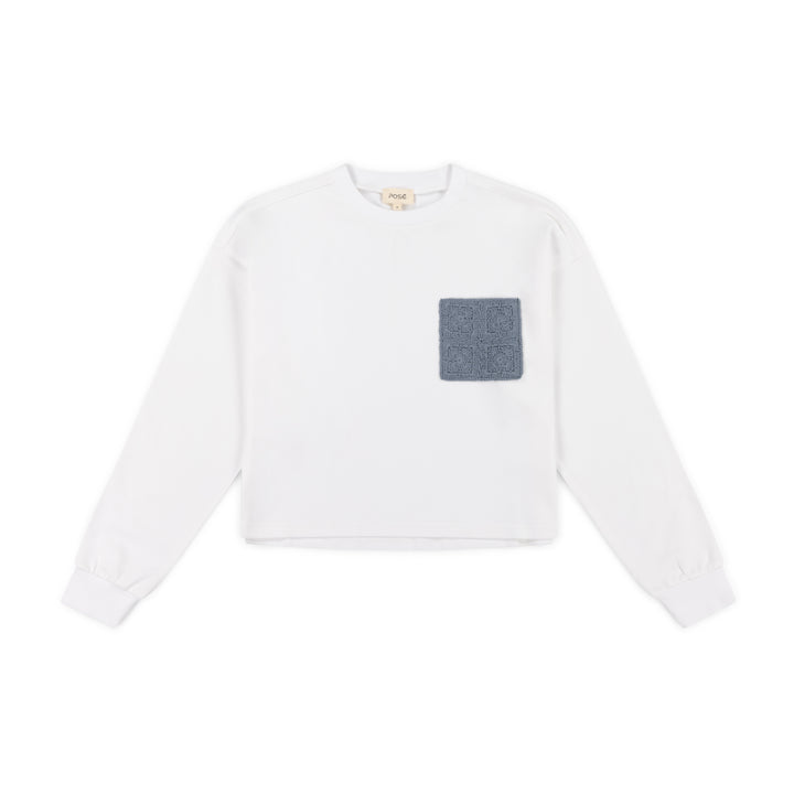 tee l/s cindy - white/blue