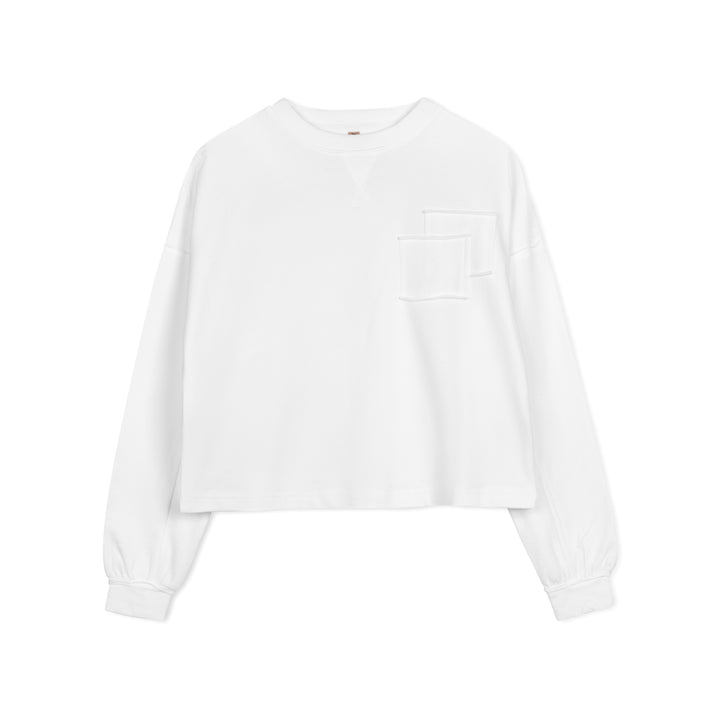 top l/s double patch pocket - white