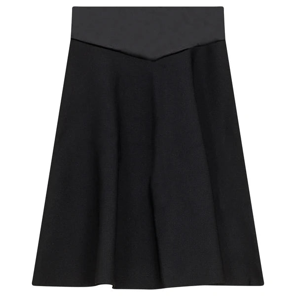 skirt knit with velvet yoke - black