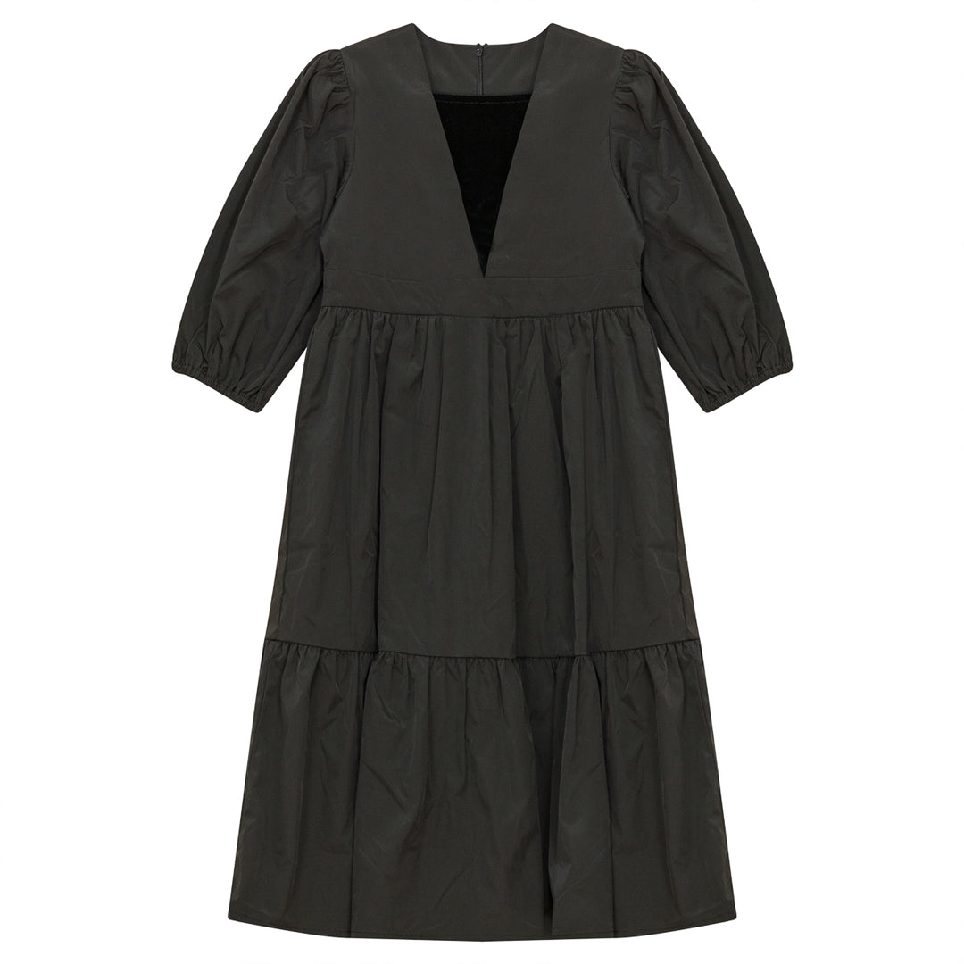 dress taffeta high low - black