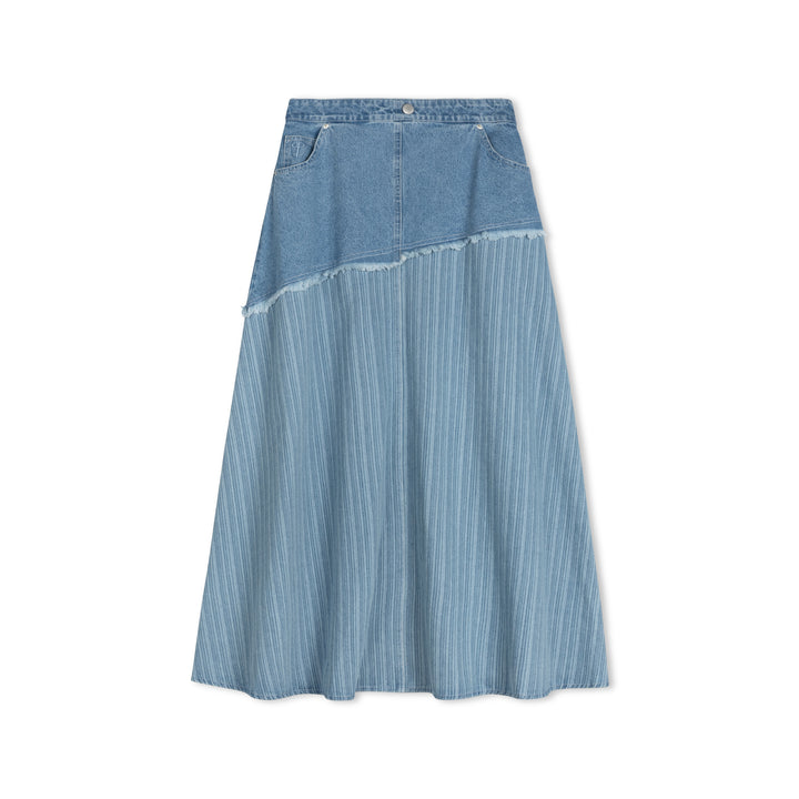 skirt striped top fringe - denim