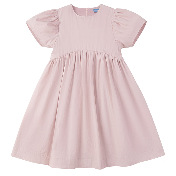 dress s/s high waisted taffeta tulle bow tie in back - pink