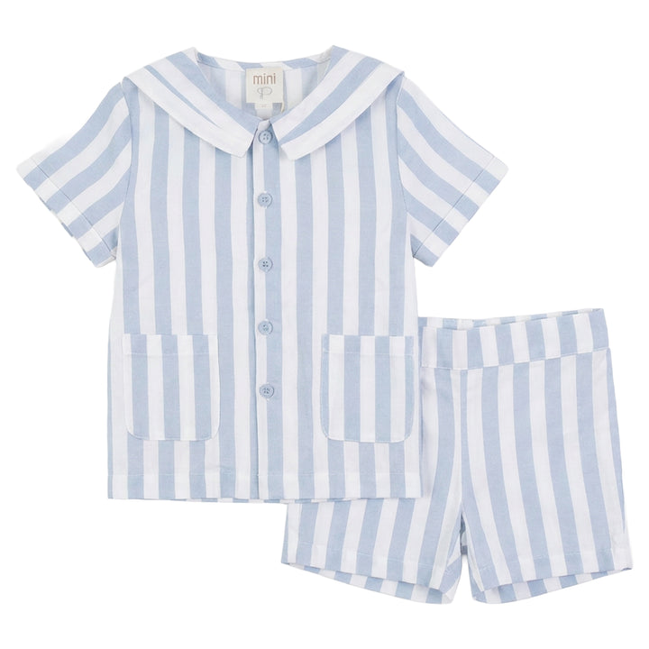 set outfit striped sailor shirt and shorts - blue/white