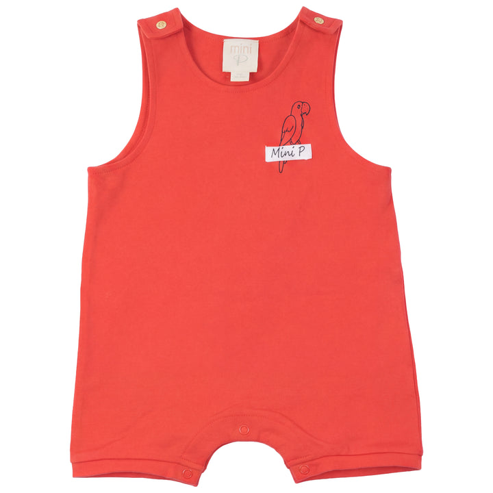 one piece mini p parrot romper - red