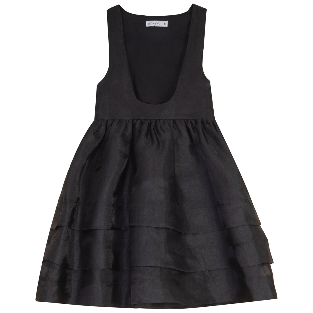 dress organza low cut jumper and frill shirt - cream/black