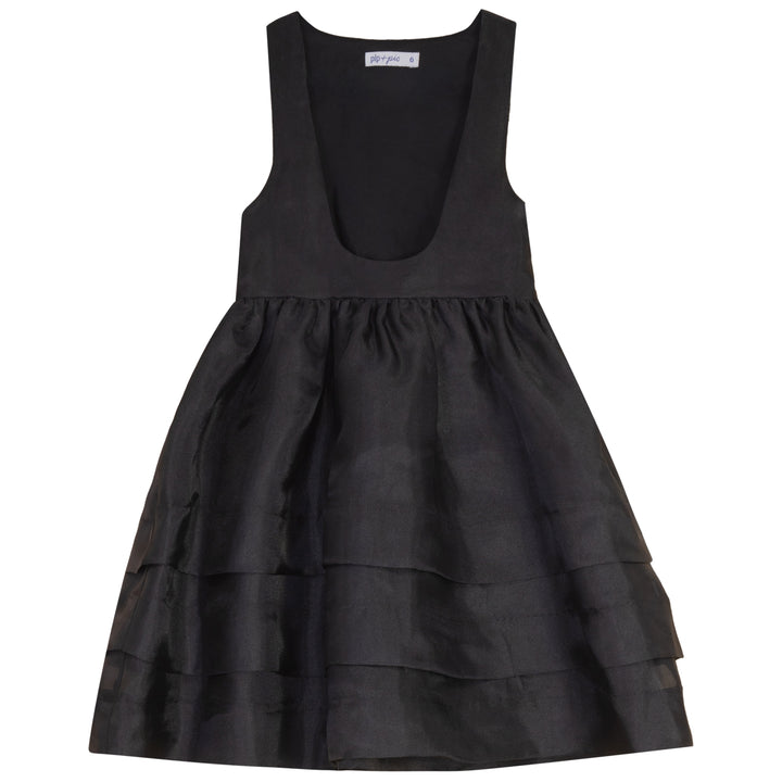 dress organza low cut jumper and frill shirt - cream/black