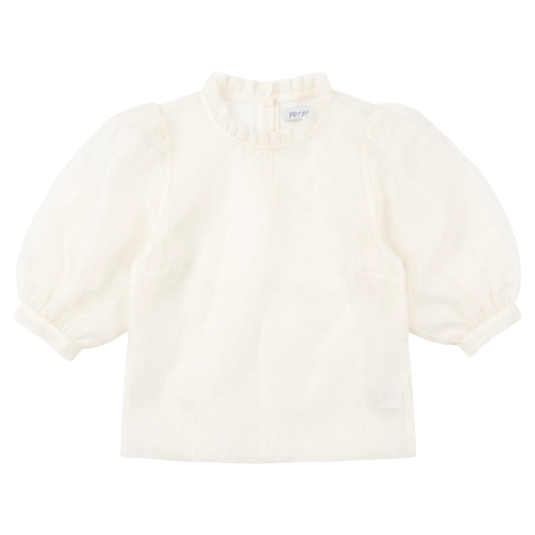 dress organza low cut jumper and frill shirt - cream/black