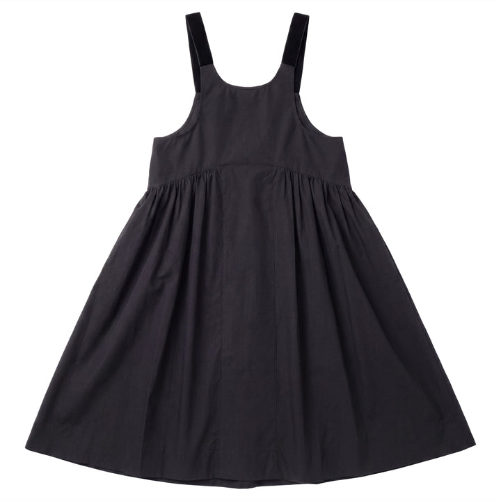 dress taffeta velvet strap jumper - black