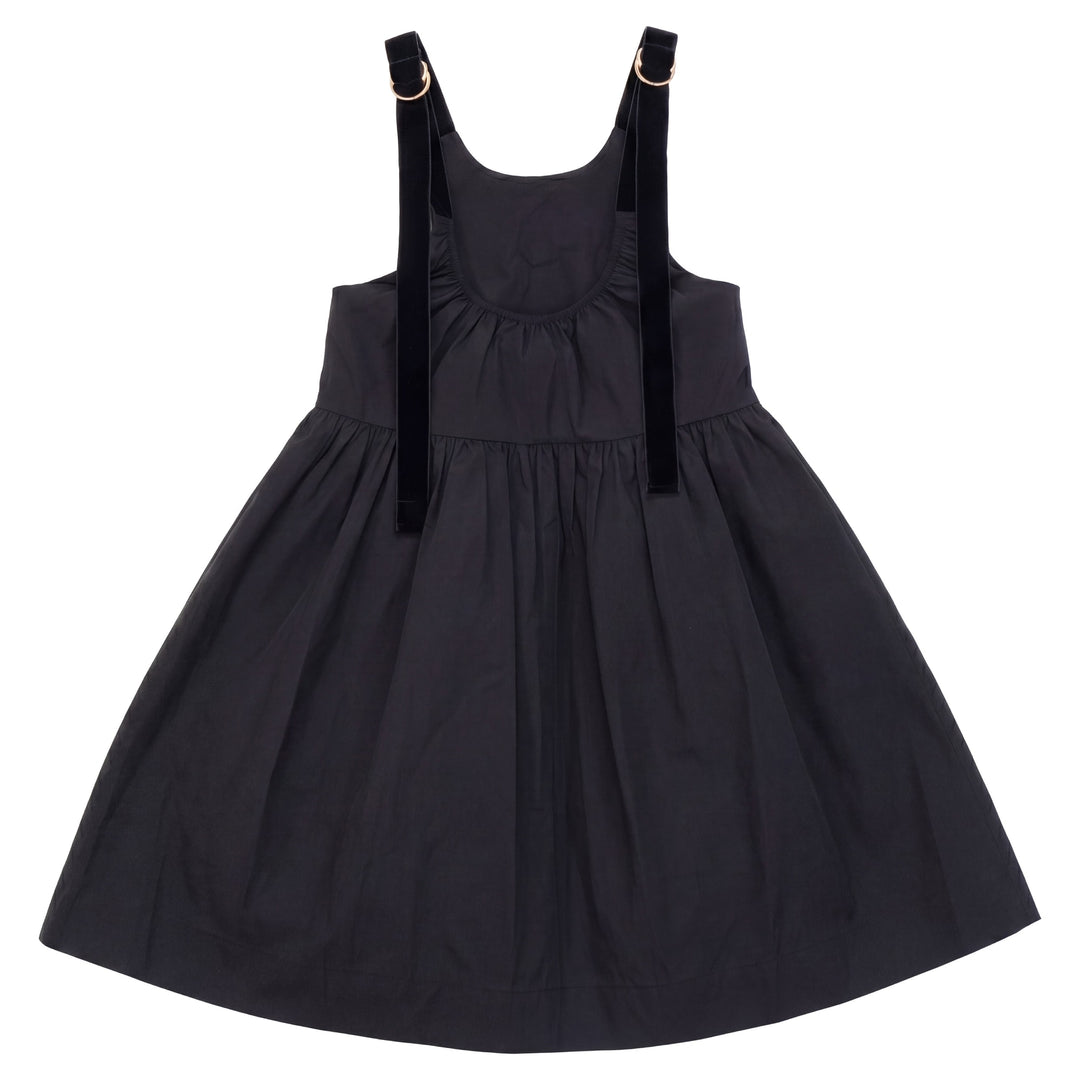dress taffeta velvet strap jumper - black