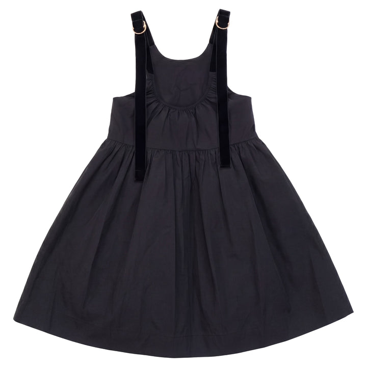 dress taffeta velvet strap jumper - black