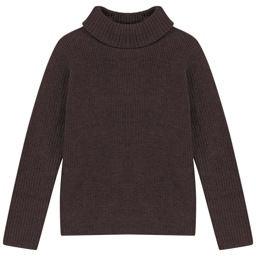 top l/s chunky ribbed turtleneck - brown