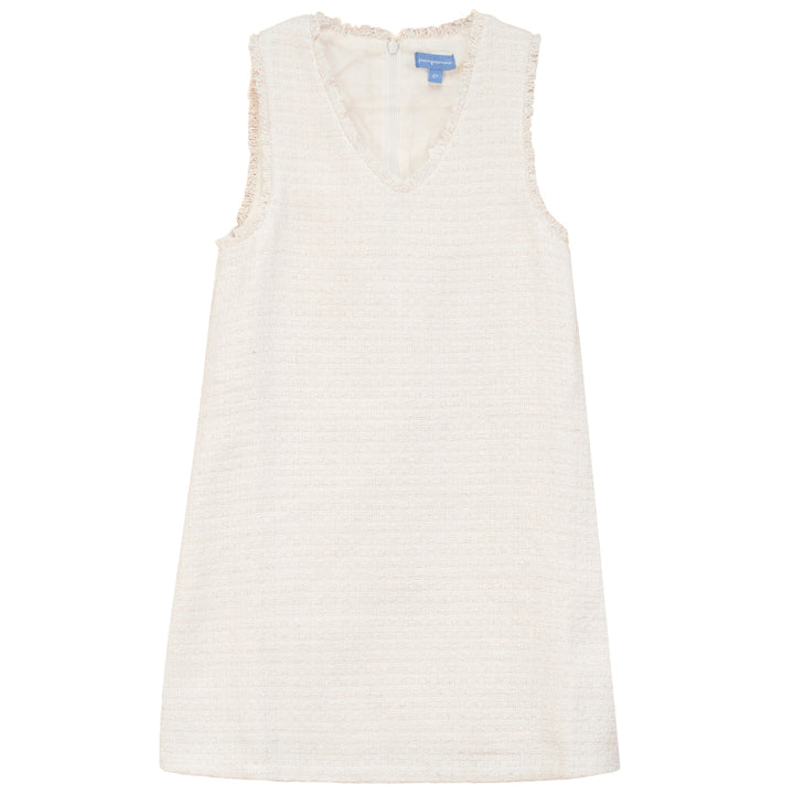 dress tweed fringed edge jumper - cream