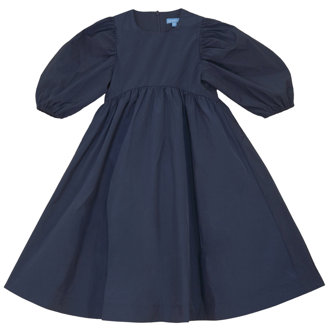 dress shiny taffeta tulle bow in back - blue