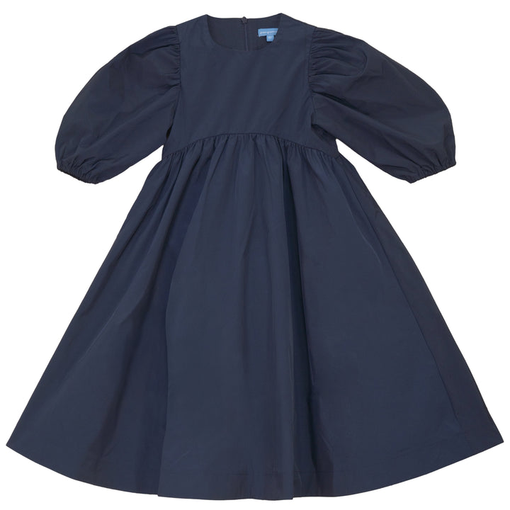 dress shiny taffeta tulle bow in back - blue